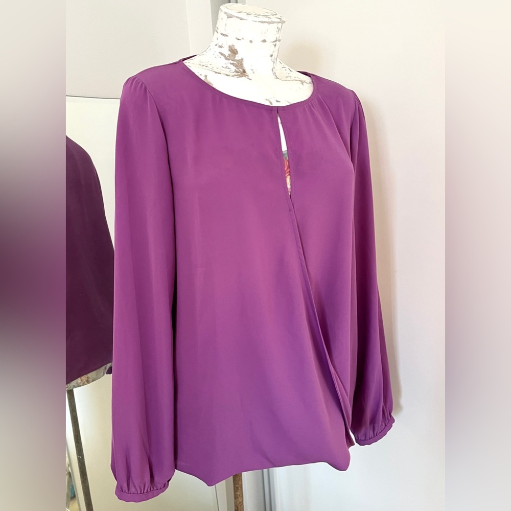 Banana Republic Draped Wrap Front Long Sleeve Blouse Top